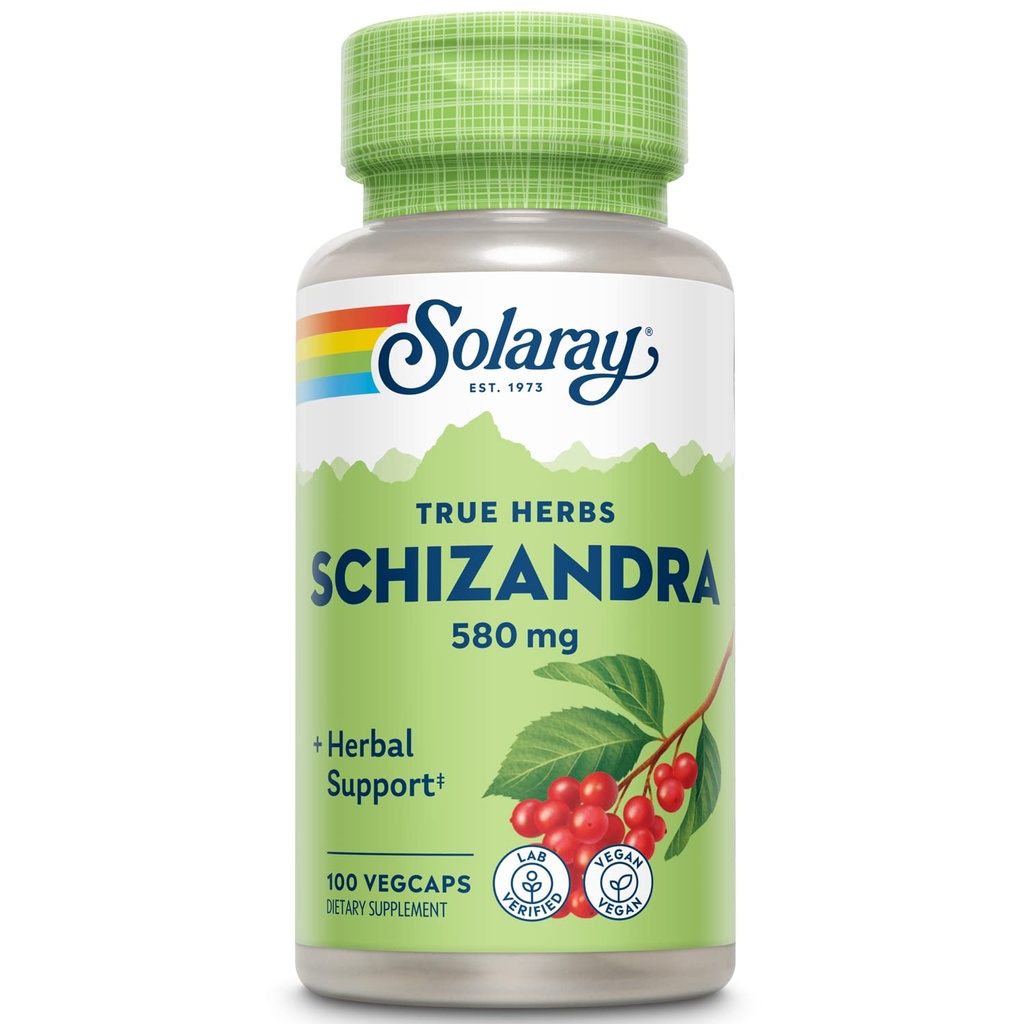 SOLARAY Schizandra 580 mg - Schisandra Supplement for Body Health and Wellness Support - with Schisandra Berry - Non-GMO Project Verified, Vegan, Lab Verified, 60-Day Garantie, 100 Servings