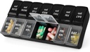 7 Day Weekly AM PM Pill Organizer, 2 Times A Day Large Pill Case Pill Box for Pills Vitamin Supplements Medication (Black+White,2 Times)