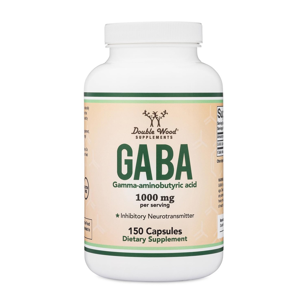 GABA Supplement (150 Capsules, 1,000mg per Serving) Supports Calmness, Relaxation, and Sleep (Vegan Safe, Gluten Free, Non-GMO) (Gamma Aminobutyric Acid) by Double Wood