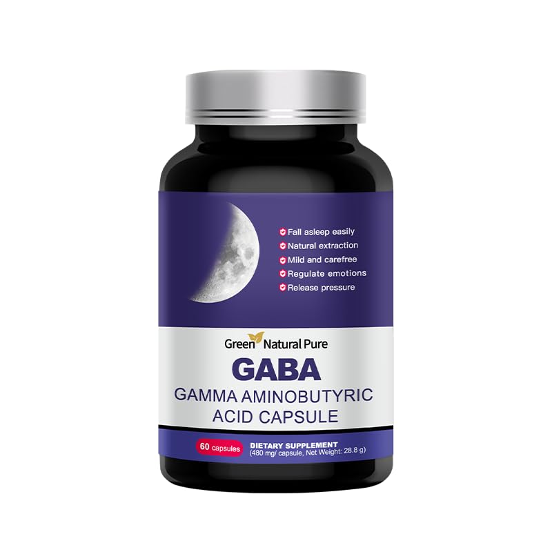 GABA 480mg - 60 Capsules, Gamma Aminobutyric Acid for Relaxation & Sleep Support, Non-GMO, Calm Mind & Restful Night