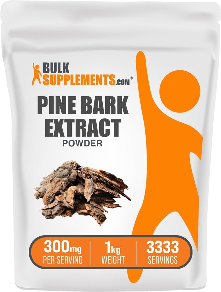 BulkSupplements.com Pine Bark Extract Poeder - Kruidensupplement, Pine Bark Poeder - Antioxidanten Ondersteuning, Glutenvrij - 300mg per portie, 1kg (2,2 lbs) (verpakking van 1)