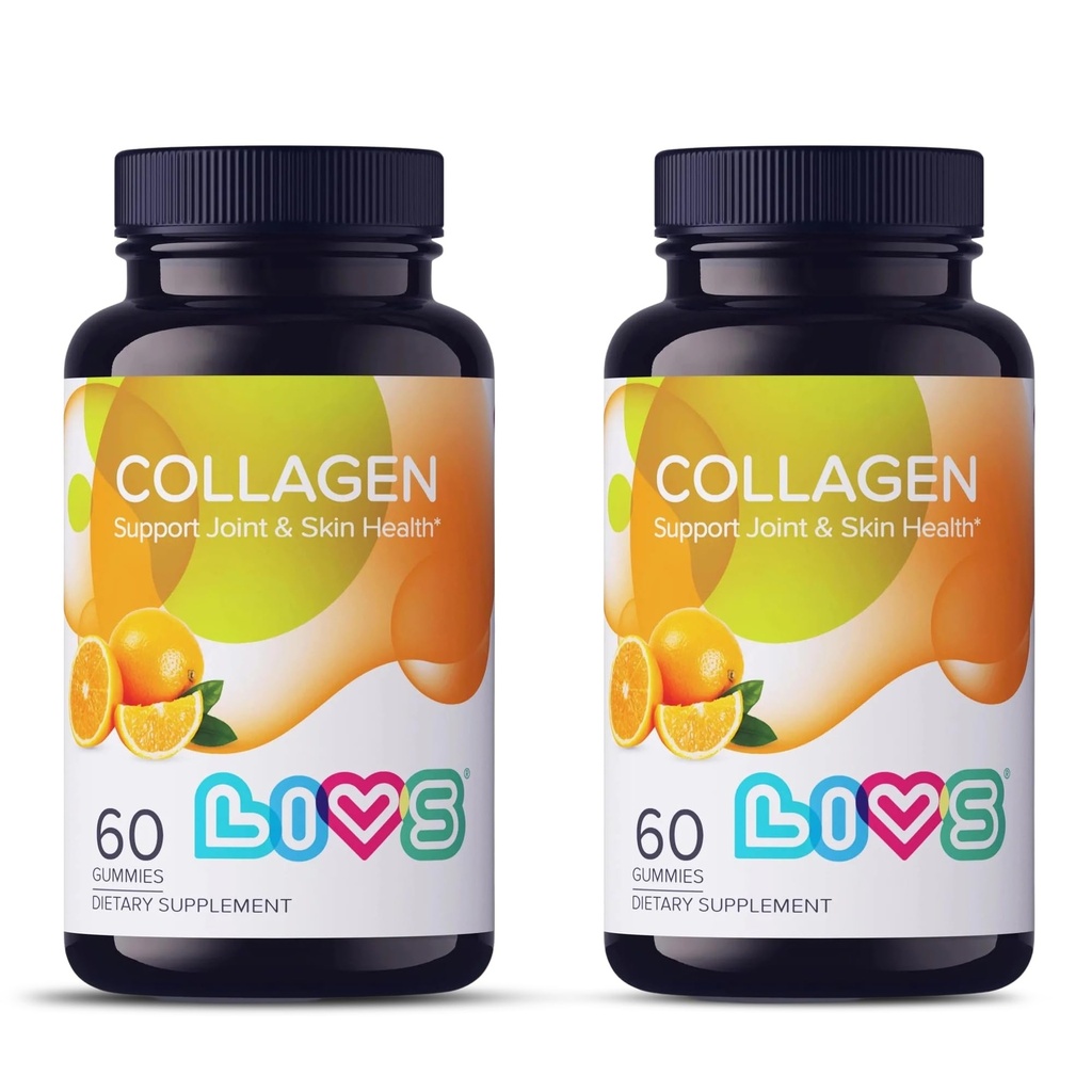 LIVS Marine Collagen Gummies – Supports Skin, Hair, Nails & Joint Health | Hydrolyzed Collagen Supplement for Women & Men | Natural Orange Flavor | Gluten Free & Non-GMO | 120 Gummies/60 Servings