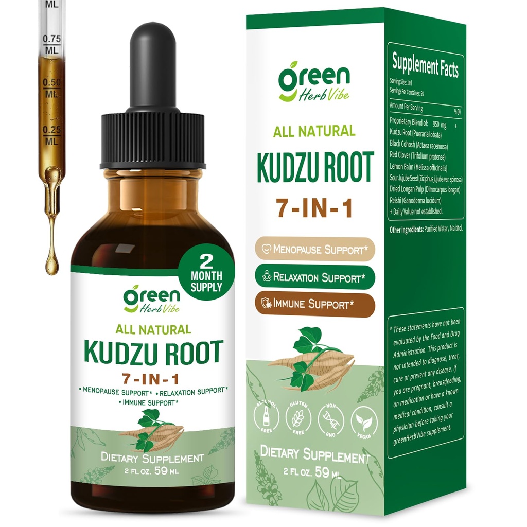 Kudzu Root Herbal Tincture for Menopause Support, Relaxation Support & Immune Support. 2oz