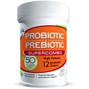 50 Miljard CFU Prebiotic and Probiotic Supplement for Women and Men, 12 Strains for Daily Immune Support and Digestief Health, 30 Veggie Capsules, Non Friedred High Potency Probiotics
