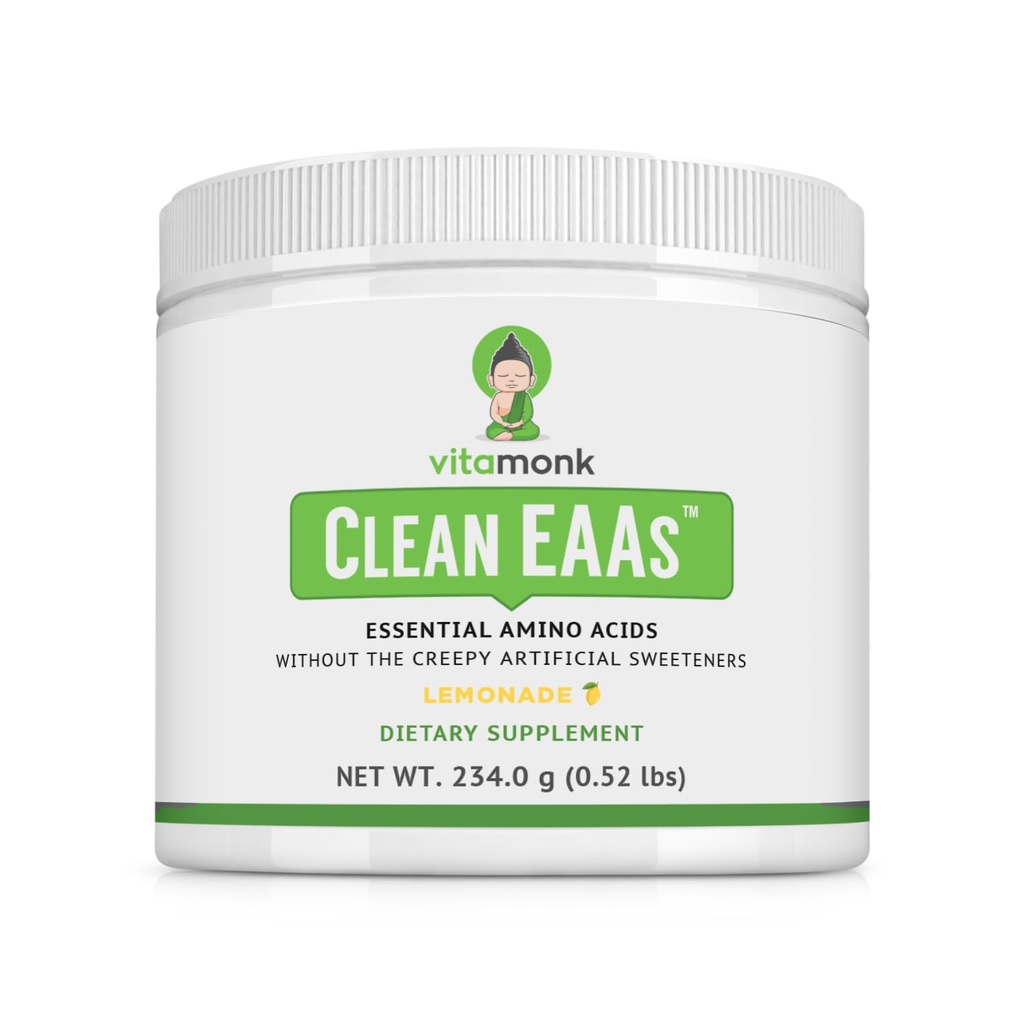 VitaMonk Clean EAA - EAA's zonder kunstmatige zoetstoffen voor pre-workout, energie en herstel - Max Bio available EAA Powder with 9 Essential Amino Acids - Natural Limonade Flavor