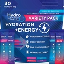 HydroMATE Elektrolyten Poeder Drink Mix Packets Hydration Accelerator Lage Sugar Party Voorkeuren voor snelle herstel Vitamine C Plus Cafeïne Variety Pack - 30 Tellen
