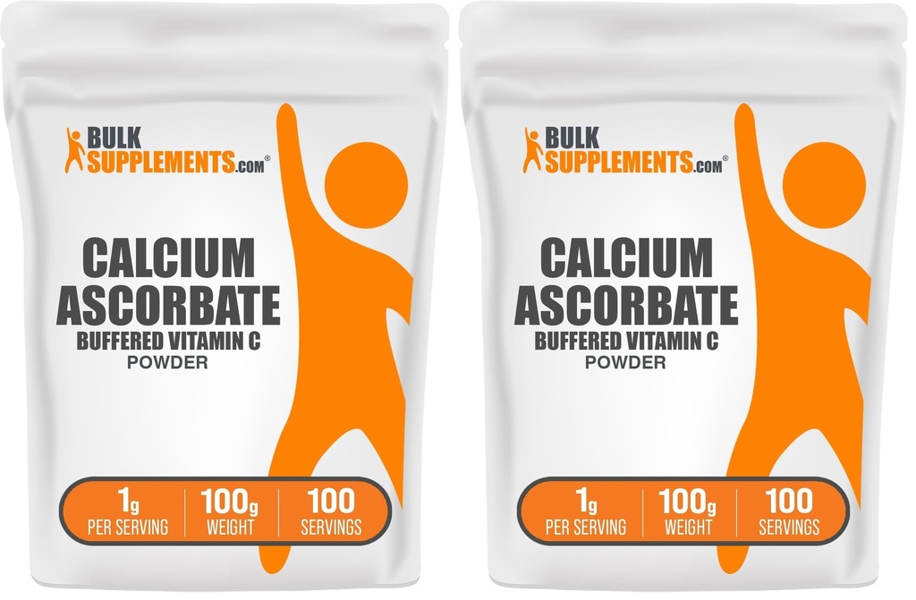 BulkSupplements.com Calcium Ascorbate Powder - Buffered Vitamin C, Calcium Supplement Powder, Vitamin C Supplement - Gluten Free, 1000mg per Serving, 100 Servings, 100g (3.5 oz) (Pack of 2)