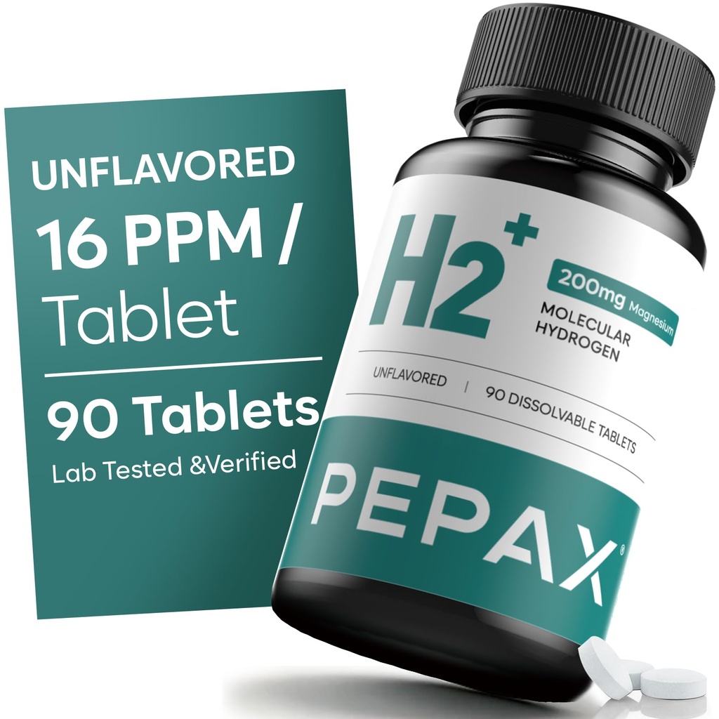 H2 Molecular Hydrogen Tablets with Magnesium,16 PPM, IHSA Certified | Rich in Antioxidants | Supports Vitality, Cellular Energy & Cognitive Function (90 Counts,Unflavored)