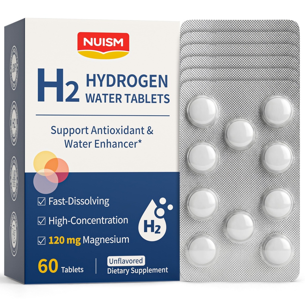 Molecular H2 Hydrogen Water Tablets - 16 PPM Hydrogen Tablets for Drinking Water with Magnesium, Rich in Antioxidants, Mental & Cognitive Function, Cellular Health, Recovery Energy (Unflavored)