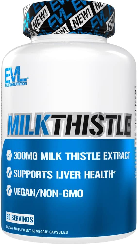 Evlutie EVL Silymarin Milk Thistle Capsules - Supplement voor Optimale Lever Reiniging Detox & Repair - Herbal Lever Ondersteuning Supplement met Pure Milk Thistle Extract - 60 Non-GMO Veggie Capsules