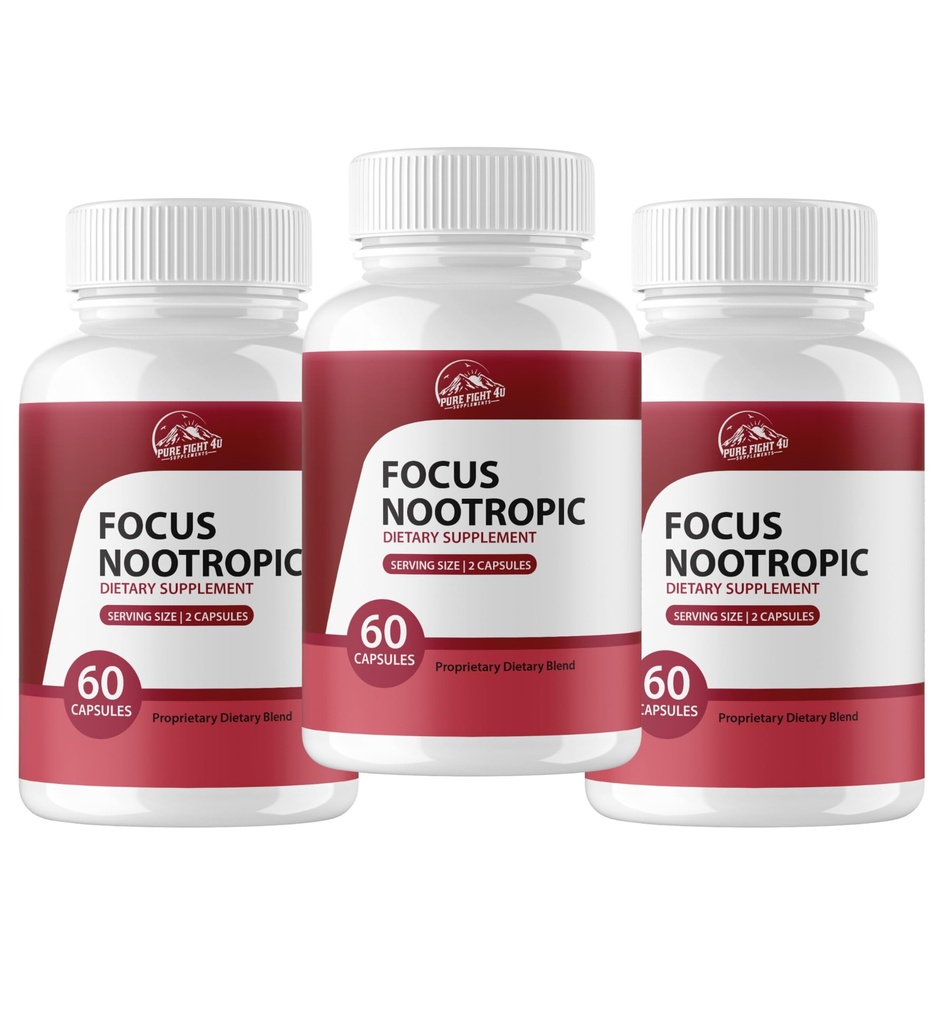Focus Nootropic, Supports Brain Function Dietary Supplement, Boost Cognitive Performance | 3 Bottles