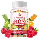 Natures Aid Sugar-Free Vitamin D3 K2 Gummies with Calcium + K2 (MK-7), Magnesium Citrate, Vitamine C, Extra Strength - Ultieme Absorptie voor botspier Teeth Immune, Vegan - 60 Gummies