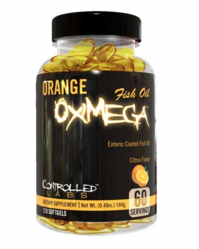 GECONTROLEERDE LABS Orange Oximega Fish Oil Supplement 120 Softgels, EPA en DHA, 2000mg Omega-3 vetzuren, Citrus-smaak, Burpless Softgels