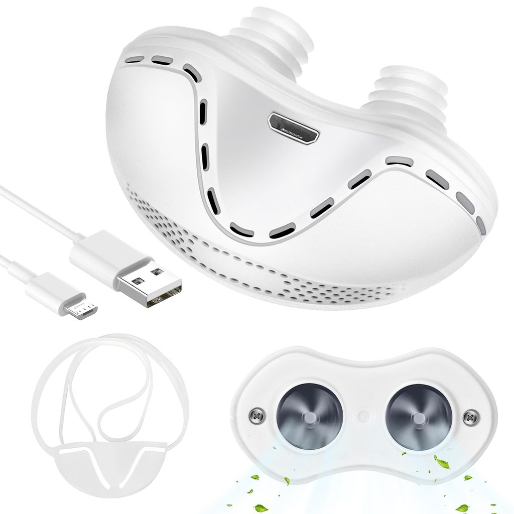Electric Anti Snoring Devices,Stop Snoring Reduction,Micro Portable Anti Snore Device,Adjustable Airflow Snoring Solution Aids for Men & Women Travel,White