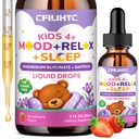 Kids Magnesium + Saffron Liquid Drops - Magnesium Glycinate Saffron for Kids with L-Theanine, Omega-3, Vitamin B6, D3, K2, Magnesium Drops for Children Mood, Relax, Sleep, Strawberry Flavor, 2 Fl Oz