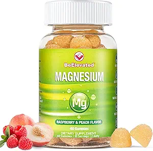 Magnesium Citrate Gummies voor volwassenen - Supplementen voor vrouwen en kinderen dagelijkse wellness - Pindavrije vitamine Gummy - Raspberry en perzik smaak Kauwbare supplement - 60 Tellen