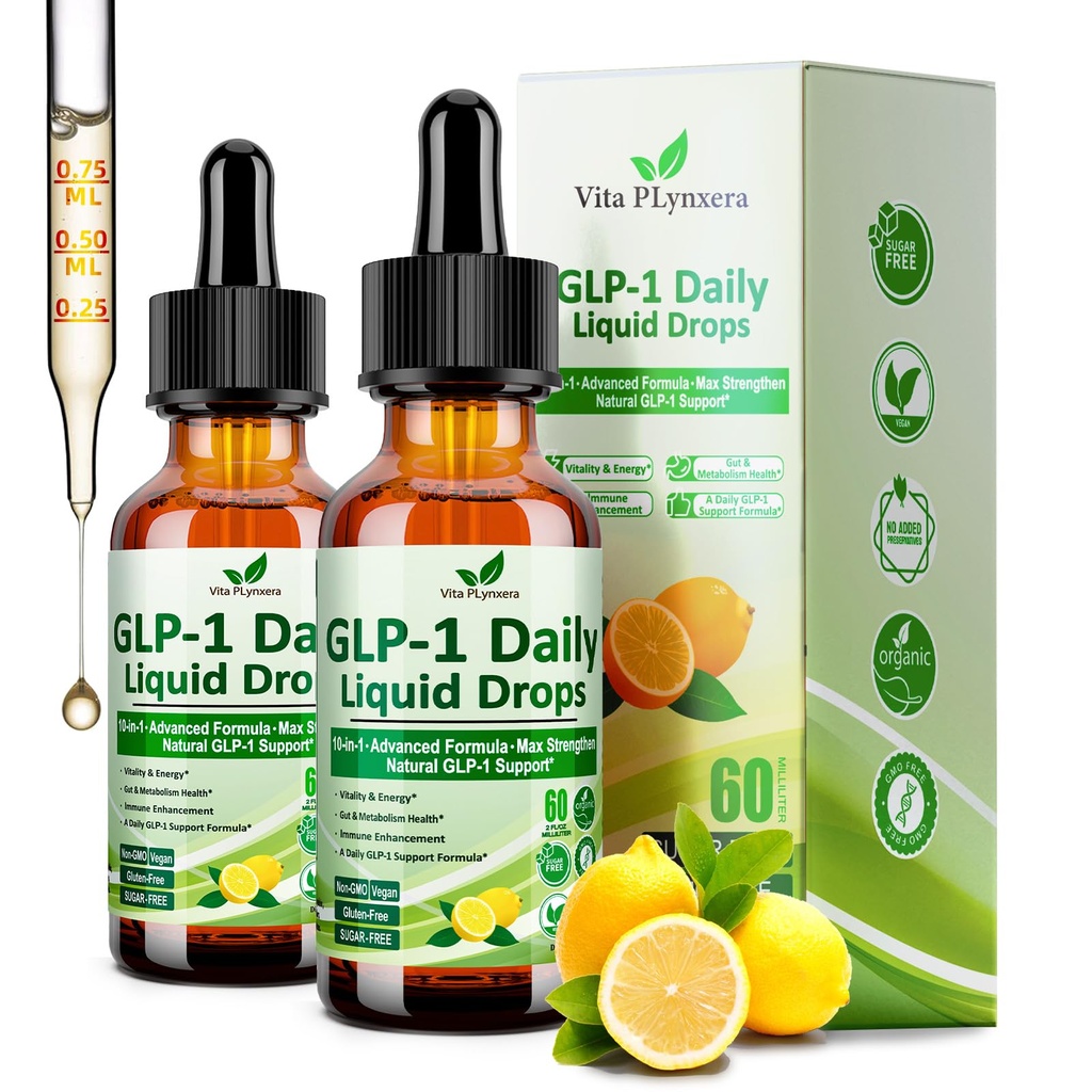 2 Pack Cutting Drink Mix Liquid Drops, 10-in-1 Formula with Berberine, Ceylon Cinnamon, Prebiotic Fiber & Green Tea Extract | Digestive & Gut Health for Women & Men | Vegan, Non-GMO