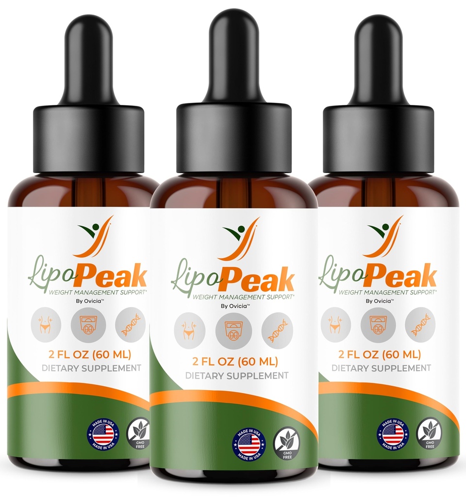 (3 Pack) Lipo Peak Drops - Official LipoPeak Oral Liquid Advanced Premium Formula Support for Maximum Strength, All Natural Ingredients for Overall Health & Wellness Vitamins, 3 Bottles for 3 Months