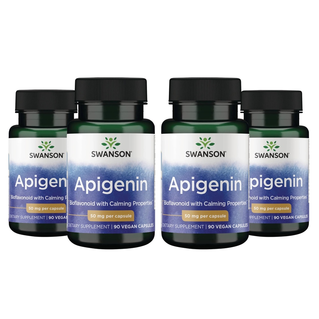 Swanson Apigenin-Bioflavonoid Supplement Natuurlijke Prostaat Ondersteuning-Metabolisme & zenuwgezondheid Ondersteuning-Kan slaap en ontspanning 90 Caps, 50mg Elke 4 Pack