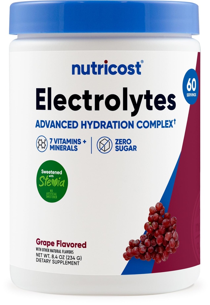Nutricost Electrolyte Complex Powder (60 porties, druiven) - Hydration Supplement Drink Mix met vitamines en mineralen