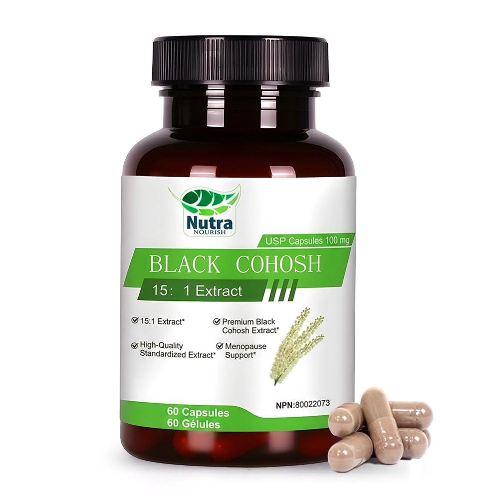 Black Cohosh Capsules,3000mg Strength,Black Cohosh Supplements for Women Menopause Hot Flashes,Non-GMO,60 Vegetarian Capsules