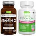 Dagelijks vitamine D3 + Super B12-complex, vegetarische bundel, 365 2000iu vitamine D3 tabletten + hoge absorptie Sublingual B12, door Igennus