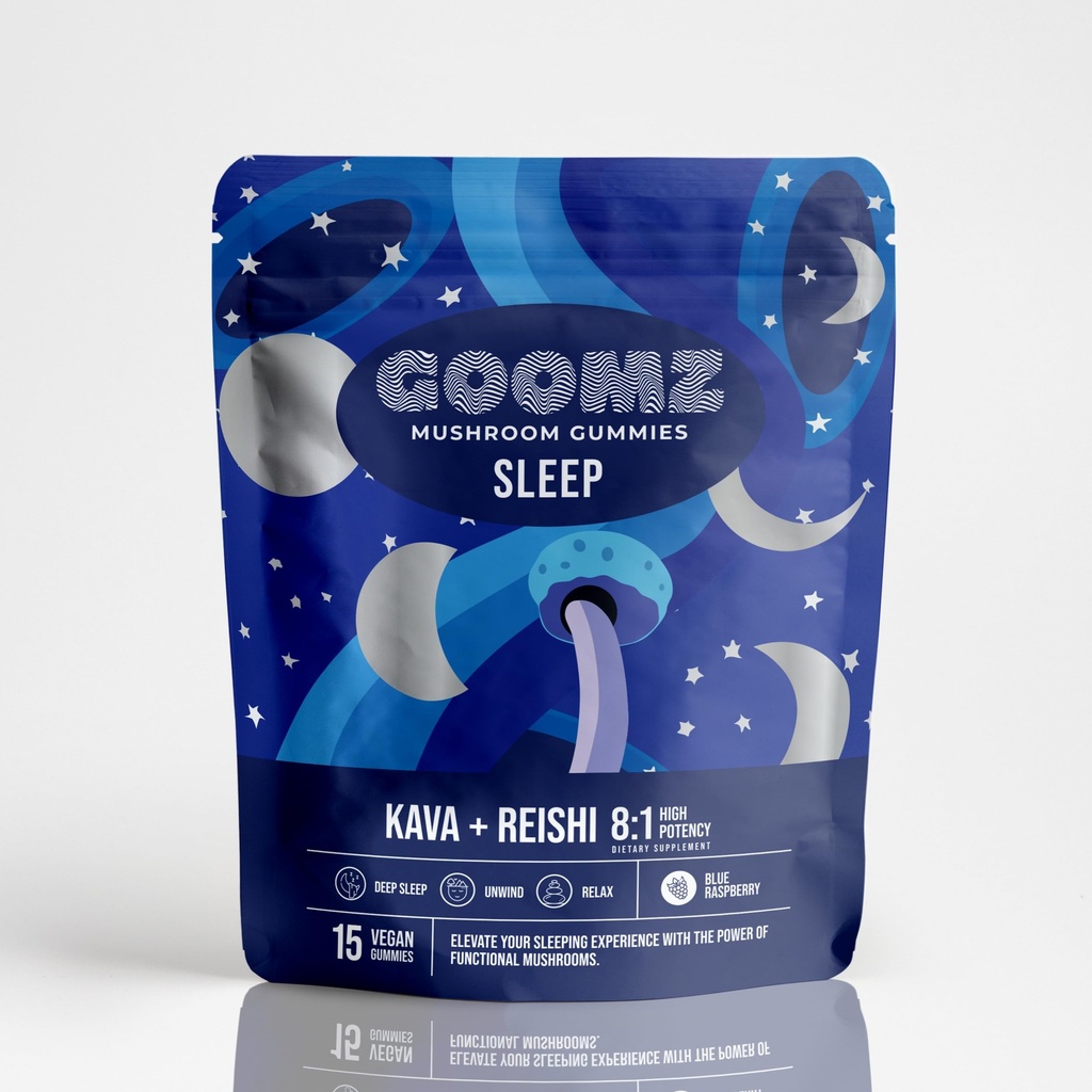 Sleep Gummies – Blue Raspberry– Relaxing Bedtime Blend with Reishi, Kava & Magnesium – Non-Melatonin Sleep Support – Vegan-Friendly, 15 Count