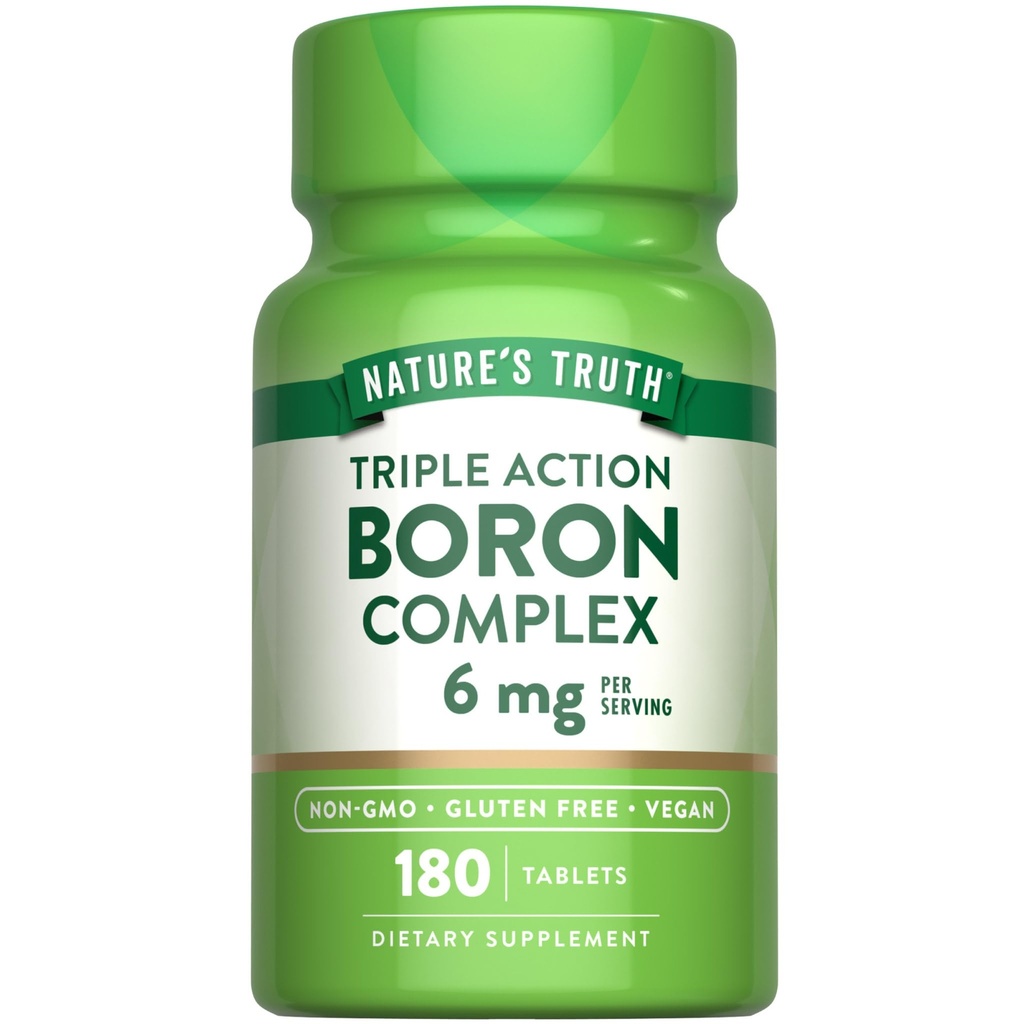 Nature's Truth Triple Action Boron Complex Supplement | 6mg | 180 Count | Vegan, Non-GMO & Gluten Free Mineral Support