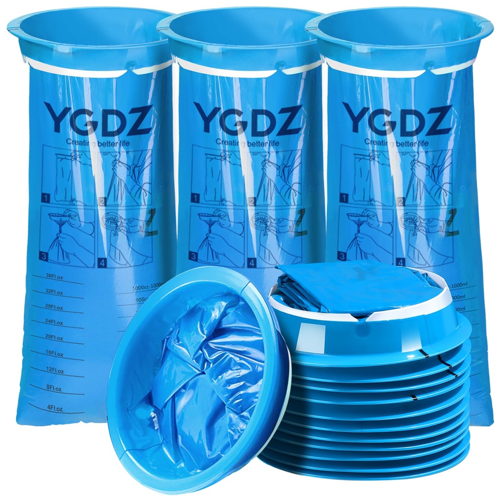 YGDZ Vomit Bags Disposable, 15 Pack 1000ml Emesis Bag Disposable– Leak Resistant, Medical Grade, Portable, Puke Throw Up Nausea Barf Bags for Travel, Motion Sickness, for Women, Kids