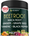 6in1 Beetwortelsupplement met Maca Root, Grape Seed, Gember, Kurkuma en Zwarte peper voor hartgezondheid en immuunondersteuning - 100 Vegan Capsules