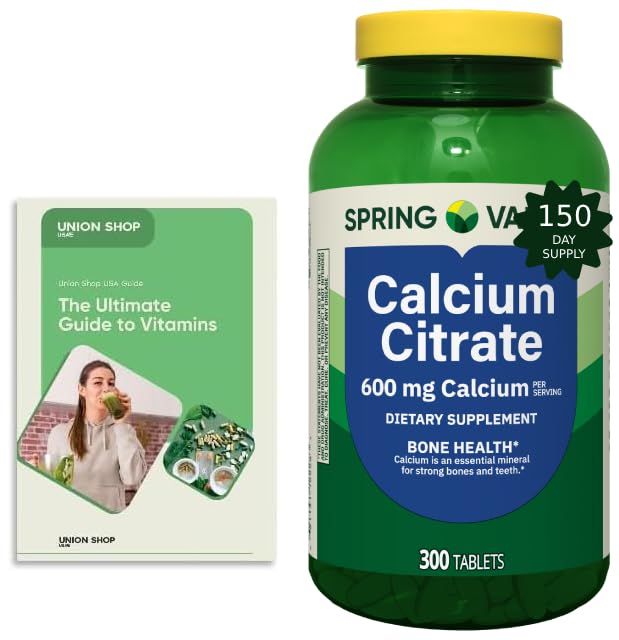 Calcium Citrate 600 mg, 300 Tablets - Bone & Joint Health + Exclusive Vitamin Guide (2 Items)