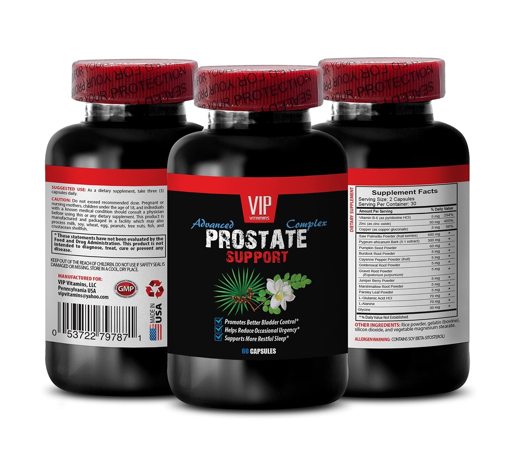Saw Palmetto Extract Benefits - Prostate Support - Pygeum Bark Extract Benefits, Red Raspberry for Men's Wellness, Graviola Leaf Extract Benefits, Green Tea for Men's Health 1 Bottle 60 Capsules