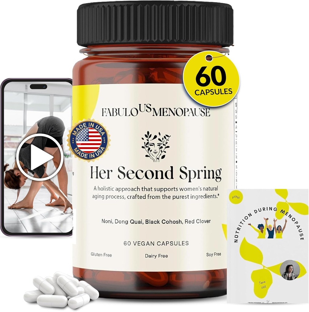 Fantastische Menopaus, Veganistische Menopause Formule met Black Cohosh & B-Complex, op planten gebaseerde capsules met recepten en Pilates programma