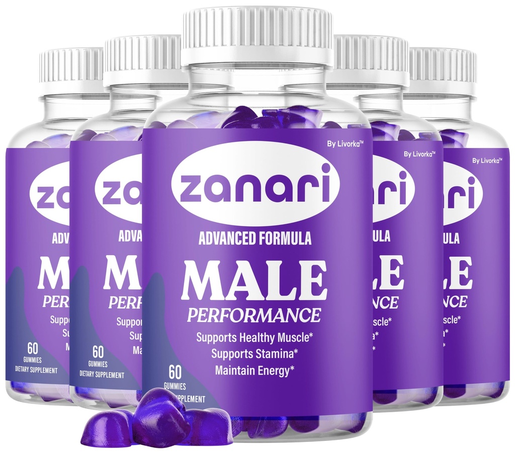 (5 Pack) Zanari - Official Zanari Gummies for Men Advanced Formula All Natural Ingredients Support Gummys - Maximum Strength, Premium Vitamins for Overall Health & Wellness, 300 Gummies for 5 Months