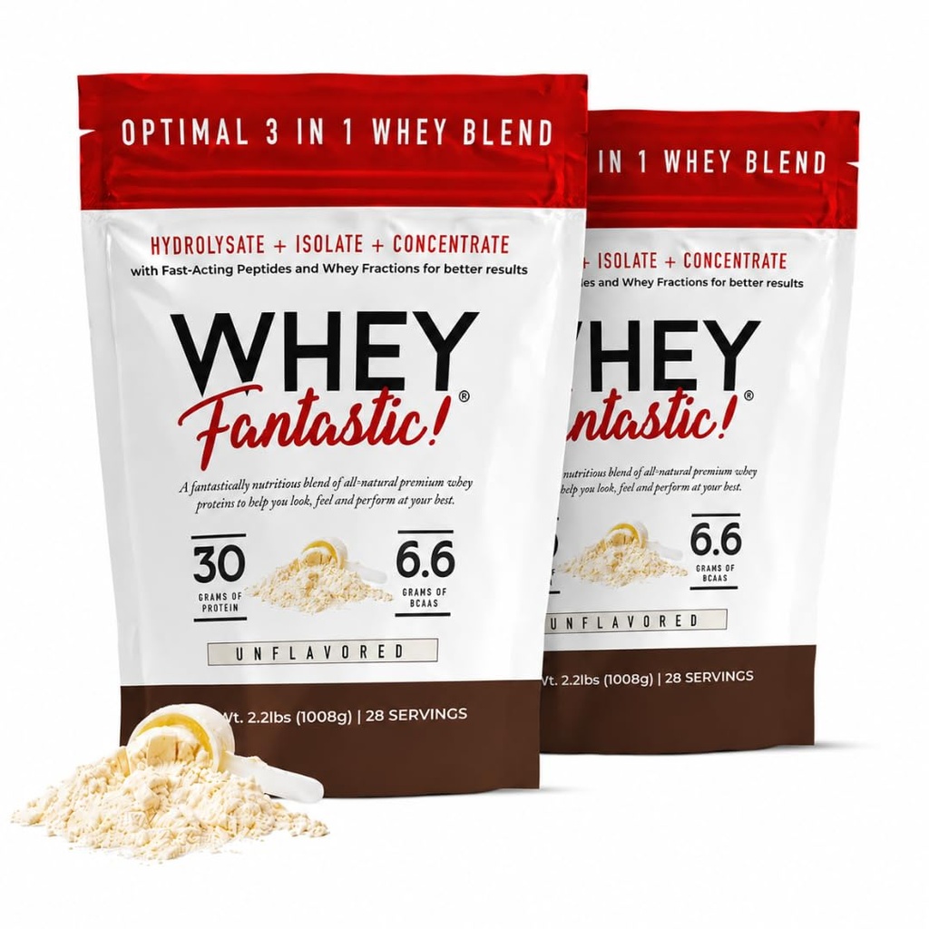 Fantastic Nutrition 3-in-1 Unflavored Grass Fed Whey Protein Powder 4.4lb | 30g from Hydrolysate, Isolate & Concentrate – Non-GMO, Soy-Free, No Sugar Added – 56 Servings