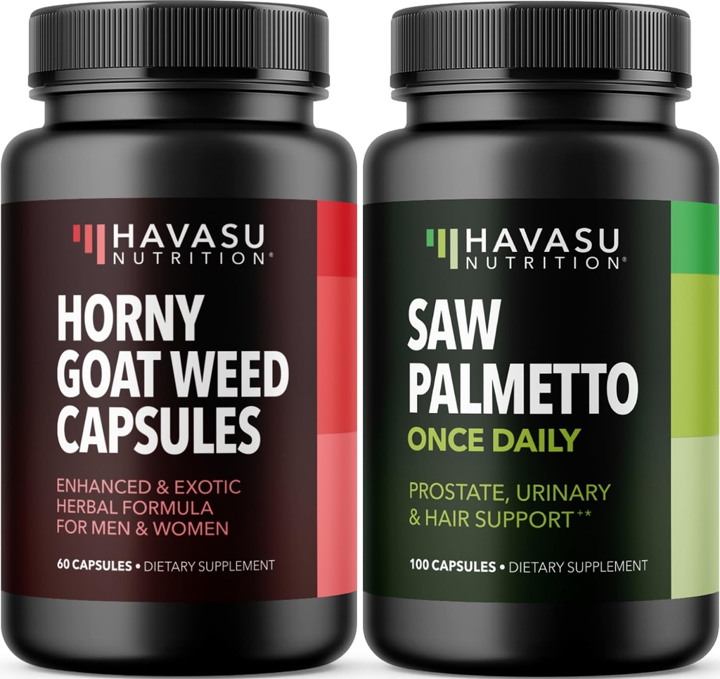 HAVASU NUTRITION Geile geit onkruid Capsules (30 porties) & Saw Palmetto Capsules (100 porties)