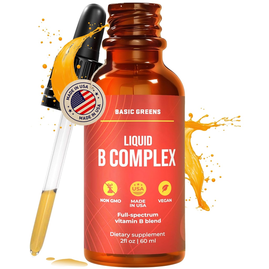 Vitamine B Complex Liquid Drops - Sterkte Sublingual Formula, maximaliseert Absorptie & Boosts Energy - B1, B2, B3, B5, B6, B7, B9, B12 - Natural Vegan Supplement for Immunity (B Complex)
