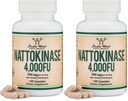 Nattokinase Supplement 4,000 FU Servings, 120 Capsules (Derived from Japanese Natto) Systemic Enzymes for Cardiovascular and Circulatory Support by Double Wood (Pack of 2)