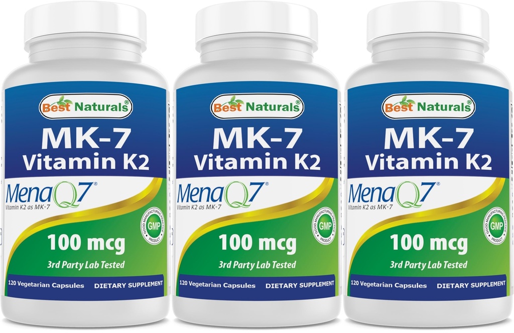 Best Naturals MK-7 Vitamin K2 100 mcg 120 ct (Pack of 3)