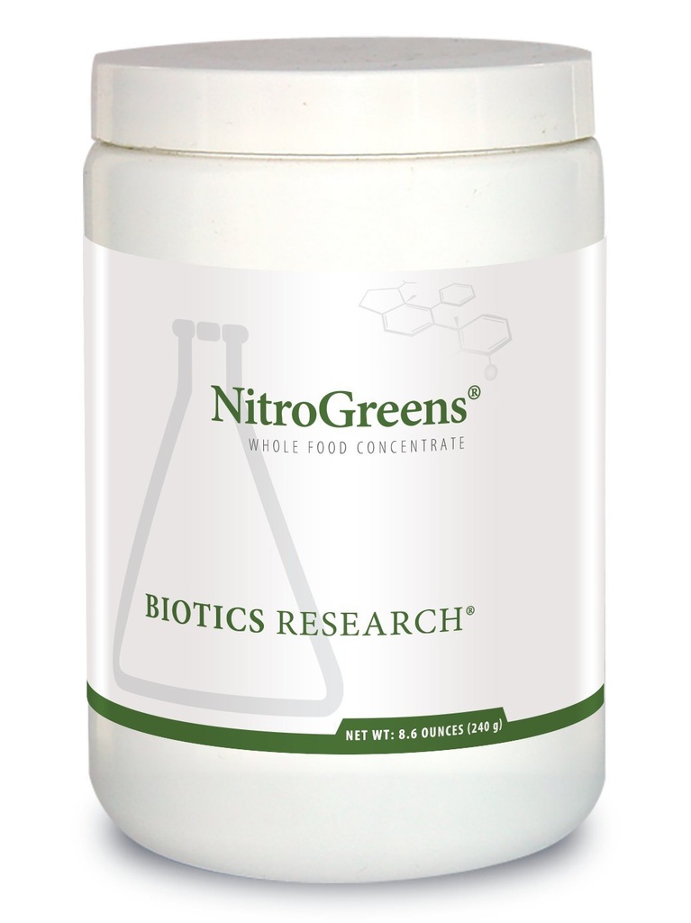 BIOTICS RESEARCH NitroGreens Powdered Formula, Organic Phytonutrient Blend, Sourced from Heirloom Seeds, Isoflavones, Polyphenols, Natural Carotenoids, Betalains, Glucosinolates, 8.6 Ounces