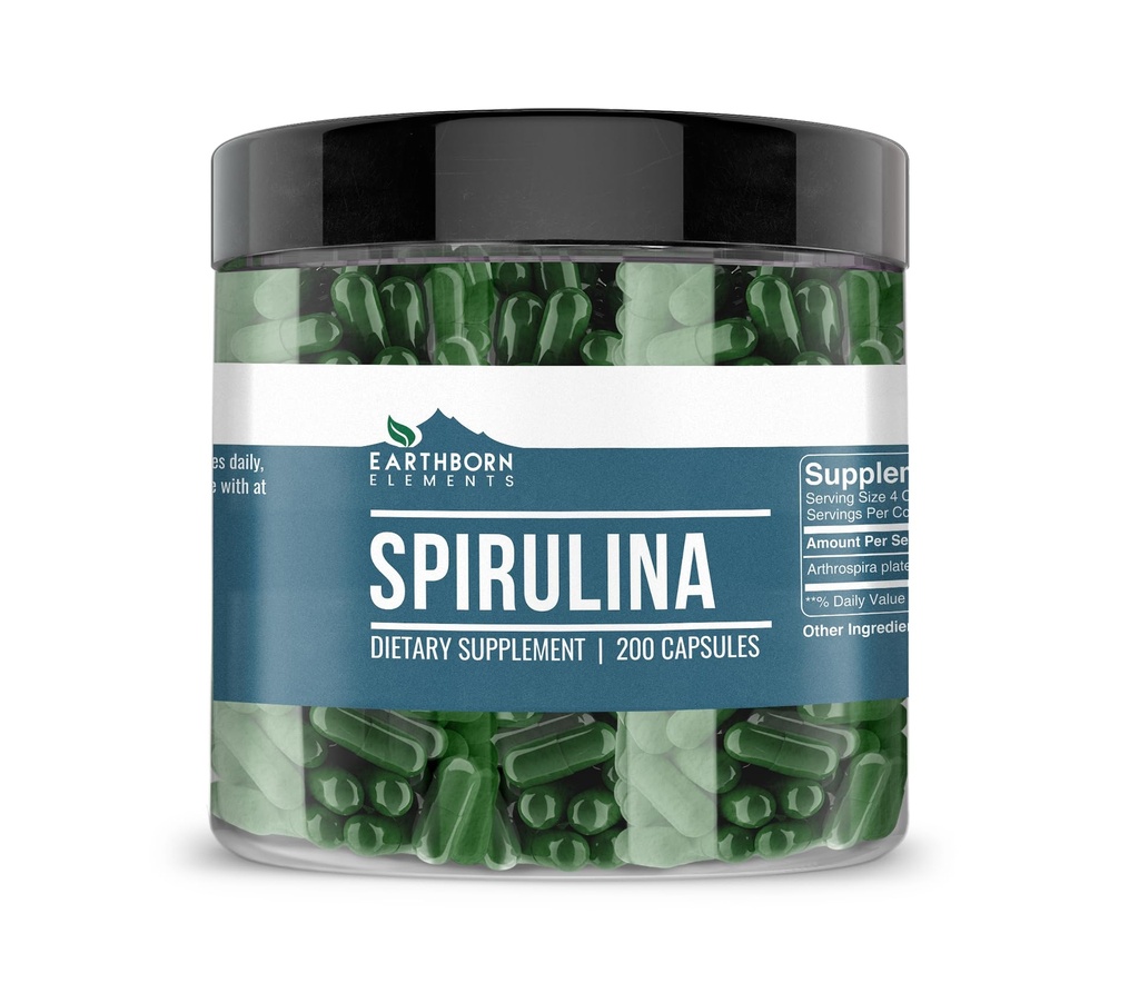 Earthborn Elements Spirulina 200 capsules, Pure & Onverdund, Geen Additieven