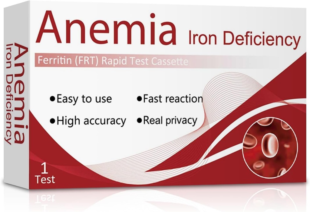 Iron Deficiency Home Test Kit – Accurate & Easy Ferritin Test to Monitor Iron Levels, at-Home Anemia Screening，Suitable for for Both Children and Adults（1Test）