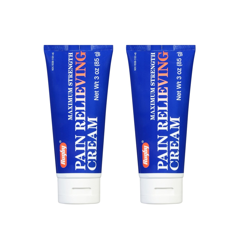 Rugby Maximum Strength Pain Relieving Cream - Made with Menthol and Methyl Salicylate - Offers Temporary Joint and Muscle Soreness Relief - 3 Oz. (2 Pack)