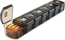 XL Weekly Pill Box Organizer 7 Dag, 1 Week Jumbo Pill Dispenser Case Een keer per dag, MOLN HYMY Daily Medicine Container te houden medicatie, vitamines, visolie en supplement (zwart