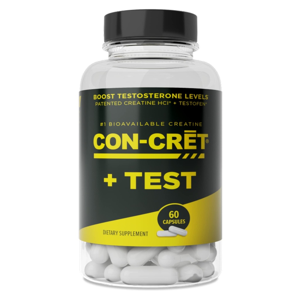 CON-CRET®+ Test, CON-CRET® Gepatenteerde Creatine HCl Nu met Testofen®, Boost Testosteron niveaus, 60 capsules