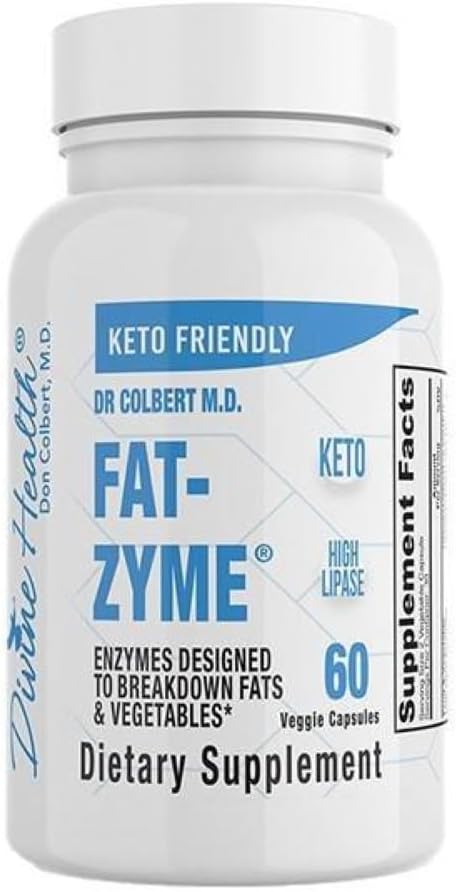 Dr. Colbert's Keto Zone Fat-Zyme - Ketogene Digestieve Enzymen - HIGH Lipase - Vegan & Vegetarische Enzyme - 30 dagen levering - Bevat hoge hoeveelheden enzymen die afbreken Vegetarische & Vegetarische Enzymen
