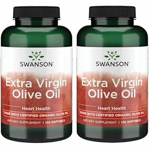 Swanson Extra Virgin Olijfolie - Natuurlijke supplement ondersteuning Cardiovasculaire gezondheid w/Essential vetzuren - Made w/Organic Cold-Pressed Olive Fruit - (120 Softgels, 1g Elke) 2 Pack