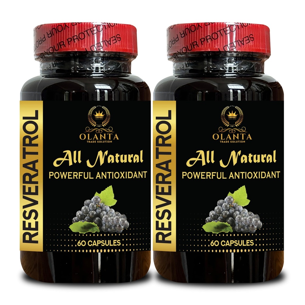 Trans-Resveratrol Supplement | Polyphenol Antioxidant | Cellular Wellness & Energy Support | Lifestyle & Vitality Support - 2 Bottles 120 Capsules