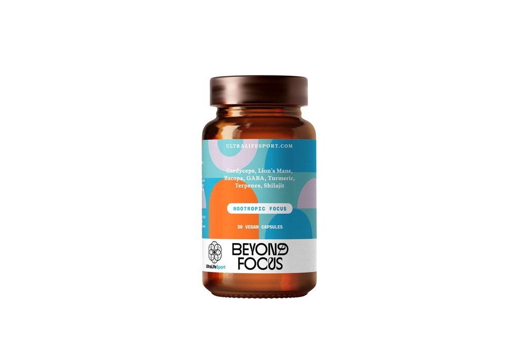 Beyond Focus Organic Mushroom Supplement - 30 Capsule Brain Supplements for Memory and Focus - 100% Vegan, Non-GMO - Memory Booster with Bacopa, Cordyceps, & Lion’s Mane | Brain Supplements for Memory and Focus - 100% Vegan, Non-GMO - Memory Booster with Bacopa, Cordyceps, & Lion’s Mane