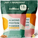 wellious Almond Protein Powder Bundle (1 Vanilla & 1 Unflavored) - 18 Grams of Pure Healthiest Vegan Protein - Gluten-Free, Soy-Free, Gut Friendly Protein Powder for Sports Nutrition